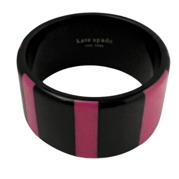 KATE SPADE • Bronwyn Bangle Resin Pink Black Striped Bracelet - Picture 1 of 5